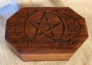 Pentacle Floral Wooden Carved Box