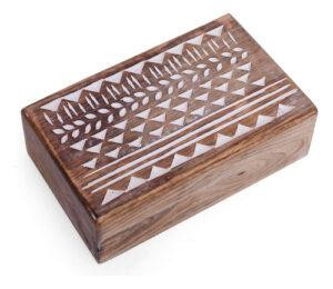 White Washed Mango Wood Carved Box
