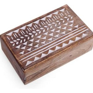 White Washed Mango Wood Carved Box
