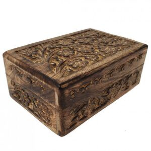 Floral Carved Wooden Box (6x4 inch)