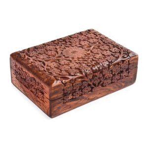 Premium Handcrafted Wooden Carved Box – Size 7x5 inch
