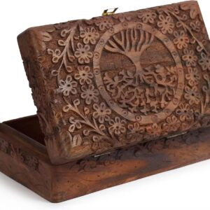 Wooden Carved Box – Tree of Life Design