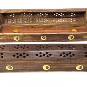 Yin Yang Wood Incense Box Holder – 12 Inch