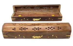 Dragon Inlaid Wood Incense Box Holder – 12 Inch
